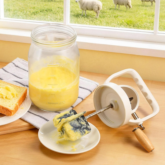 Butter Churner Mason Glass Jar Butter Maker Butter Churner Mason Jar with Stainless Steel Gear and Hand Crank (MOQ 10 Sets)