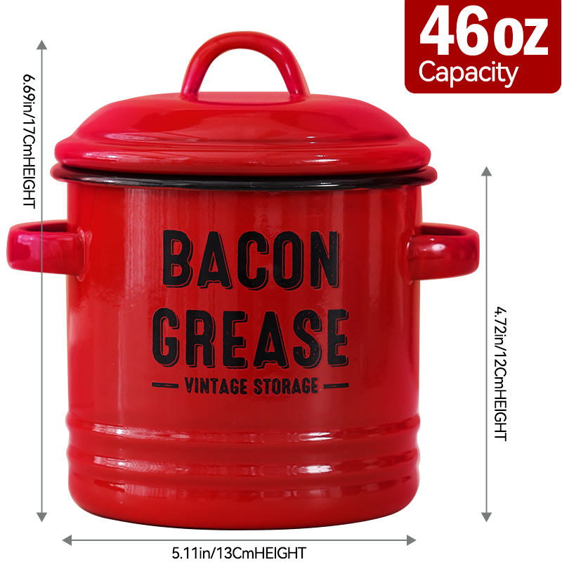 Bacon Grease Container with Strainer Kitchen Oil Storage Can (MOQ 10 Sets)