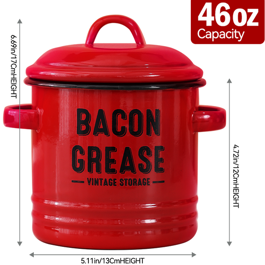 Bacon Grease Container with Strainer Kitchen Oil Storage Can (MOQ 10 Sets)