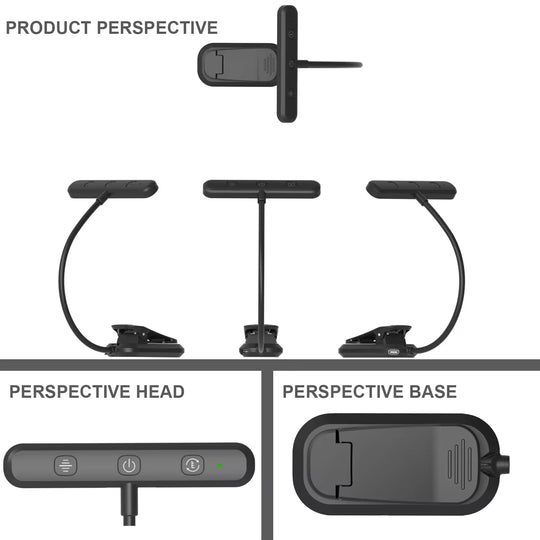 Usb Rechargeable Stepless Dimming Rotatable Mini Light Reading Clip Book Light Led