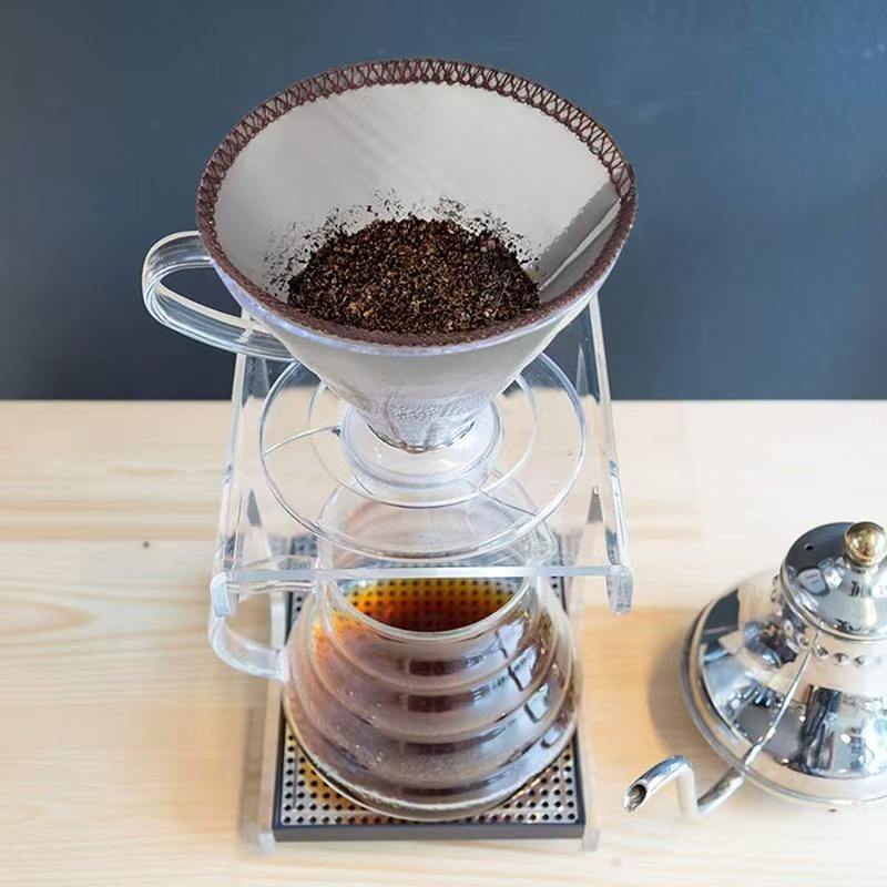 Portable Reusable Stainless Steel Pour Over Coffee Filter Cone Dripper