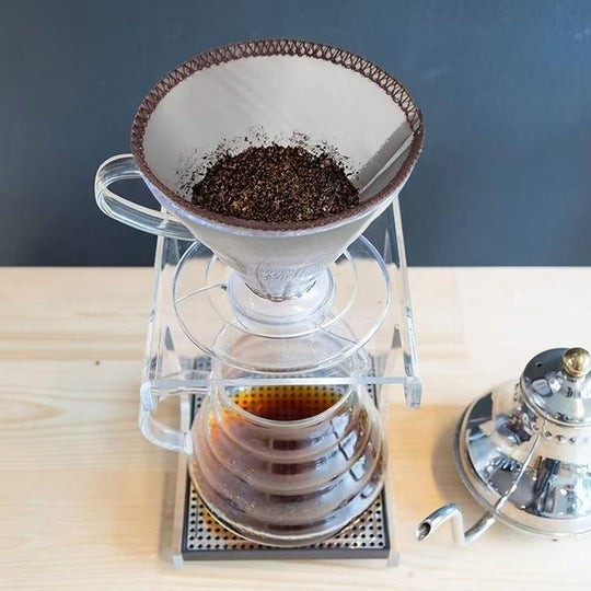 Portable Reusable Stainless Steel Pour Over Coffee Filter Cone Dripper