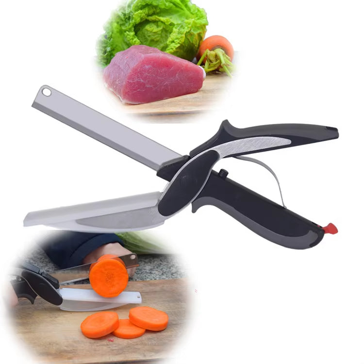 Stainless Steel Blade & Plastic Cutting Board Scissors with Safety Lock (MOQ 10 Set)