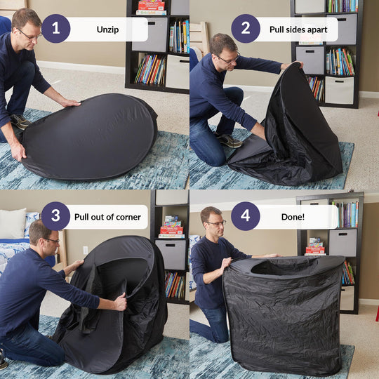 Pop-Up Blackout Sensory Tent for Kids – Calming Hideaway Play Tent, Small & Big Sizes