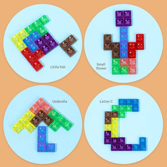 3D Block Puzzle Game, 40 Colorful Pieces, Beechwood Board(MOQ 10 Sets)