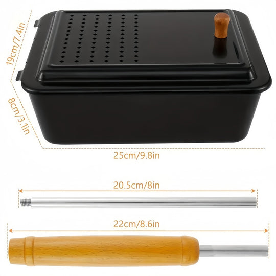 Popcorn Maker with Non-Stick Surface and Extended Handle for Campfires