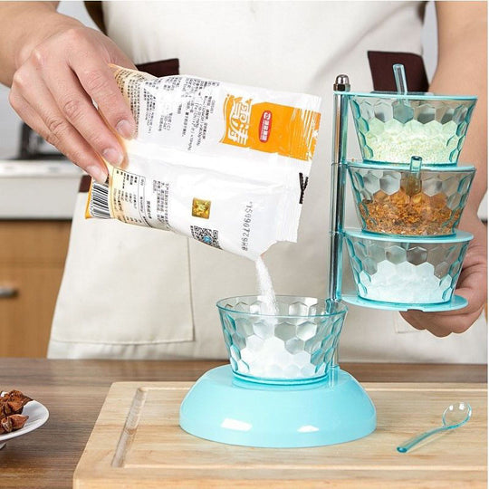 Seasoning Organizer Spice Box Swivel Spice Rack Clear Seasoning Box Kitchen Gadgets for Kitchen (MOQ 10 Sets)