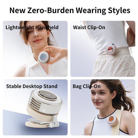 Portable Rechargeable Neck Fan with Magnetic Phone Holder & Digital Battery Display