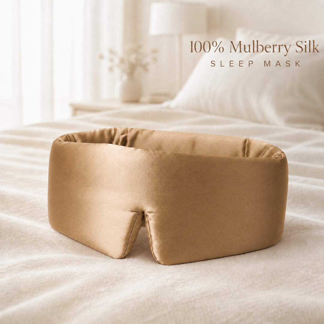 Wide Silk Eye Mask for Sleeping, Adjustable, Travel (MOQ 10 Sets)