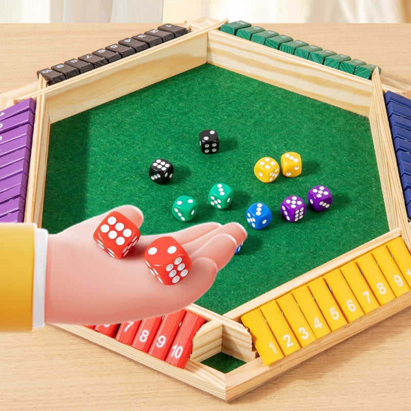 Shut the Box Dice Game for 2-6 Players – Wooden Family Board Game, Classic Tabletop Math & Strategy Game for Kids and Adults, Party, Club & Game Night (MOQ 10 Sets)