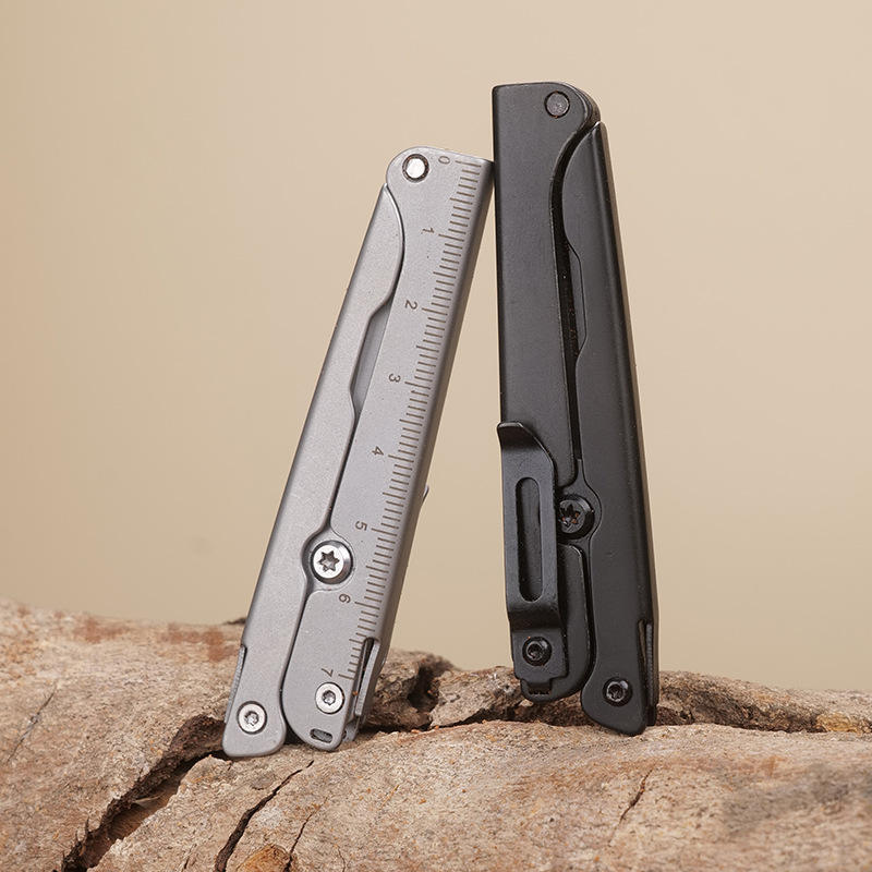 EDC scissors multitool suitable for camping survival and outdoor use foldable scissors with measuring ruler (MOQ 10 Sets)