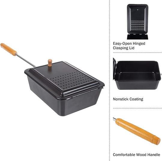 Popcorn Maker with Non-Stick Surface and Extended Handle for Campfires