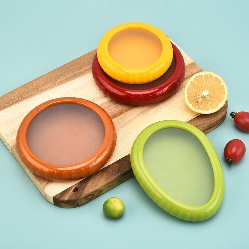 Eco‑Friendly Reusable Silicone Produce Pods – 4‑Pack Stretch Containers for Fruit & Veggie Storage (MOQ 10 Sets)