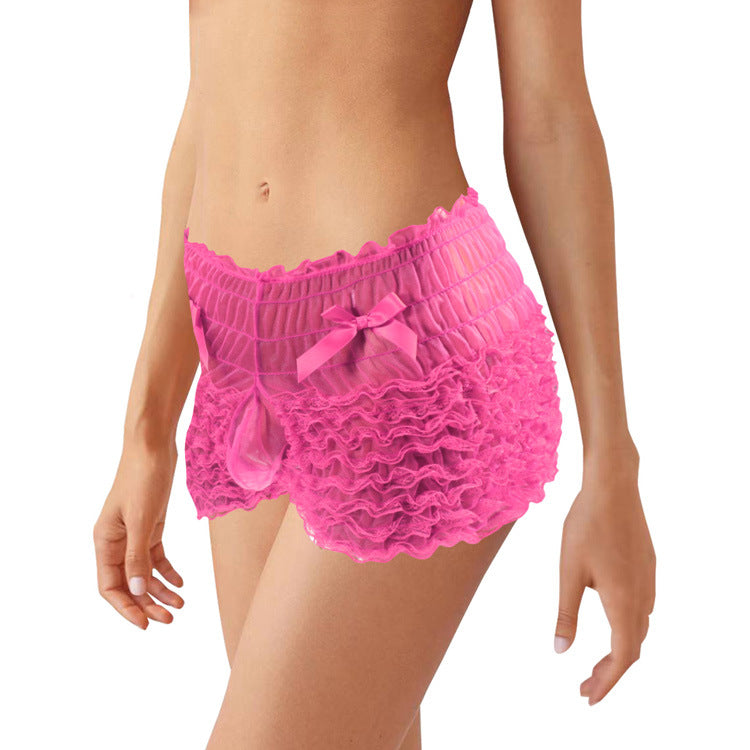 Sissy Convex Pouch Panties Mens Lace Transparent Briefs (MOQ 10 sets)