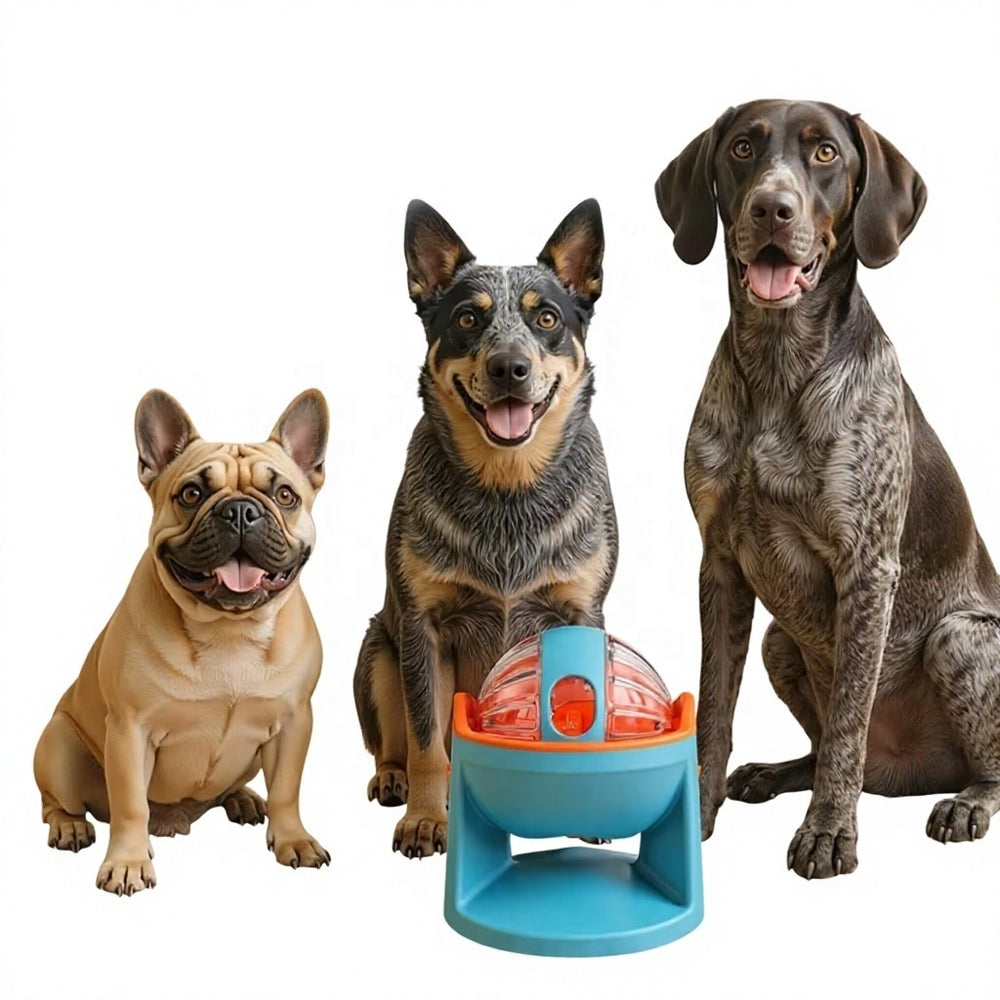 2-in-1 Dog Puzzle Toy – Adjustable Treat Dispenser & Slow Feeder with 360° Rotating Suction Base for Dogs & Cats