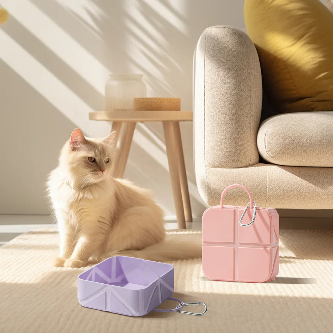 Portable Foldable Travel Bowls for Dogs & Cats, Expandable Food & Water Feeder for Hiking