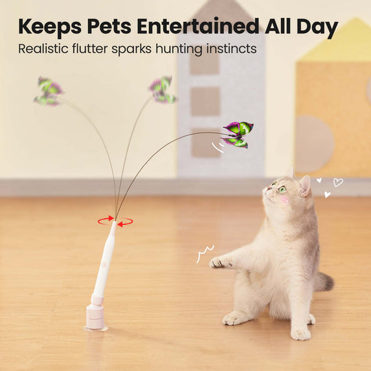 Smart Motion Activated Cat Wand Toy with Butterfly – Electric Interactive Toy for Cats (MOQ 10 ets)
