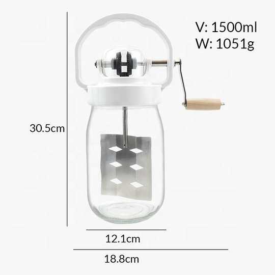 Butter Churner Mason Glass Jar Butter Maker Butter Churner Mason Jar with Stainless Steel Gear and Hand Crank (MOQ 10 Sets)