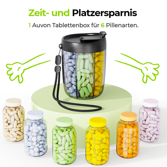 Compact 6 Slot Supplement & Medicine Organizer Storage Box (MOQ 10 Sets)