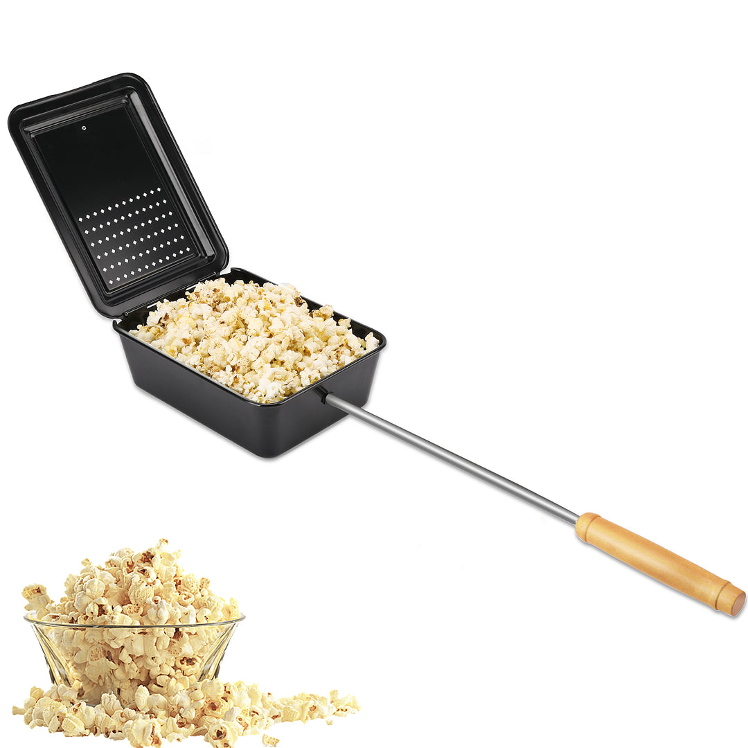 Popcorn Maker with Non-Stick Surface and Extended Handle for Campfires