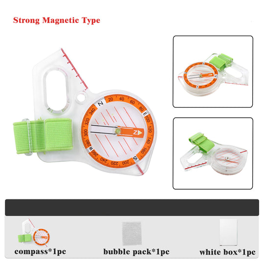 VIGOR Thumb Compass for Map Reading – Multifunction Navigation Compass with Ruler for Backpacking, Camping, Hiking & Orienteering Survival Gear (MOQ 10 Sets)