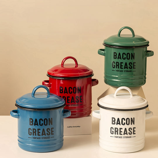 Bacon Grease Container with Strainer Kitchen Oil Storage Can (MOQ 10 Sets)