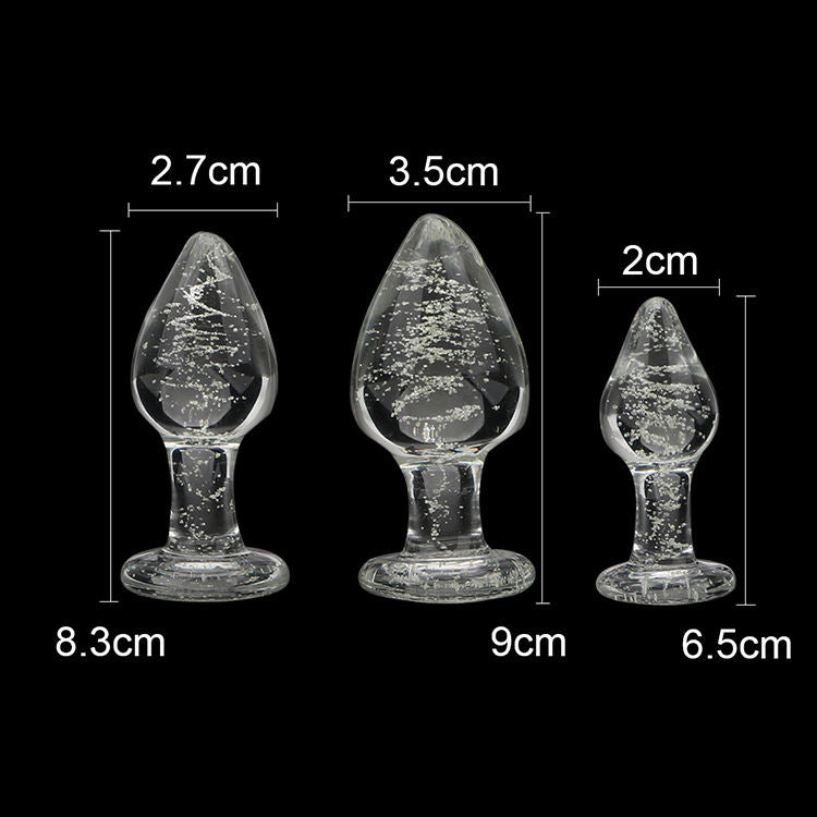 Luminous Glass Butt Plug Anal Plug Anal Dilators & Corn Dildo with great grip to hold Combo - MOQ 10 Pcs