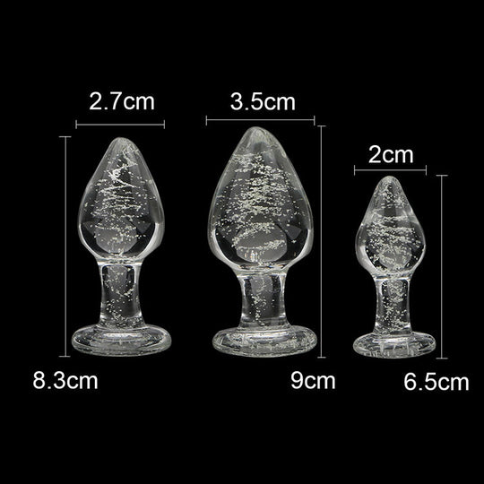 Luminous Glass Butt Plug Anal Plug Anal Dilators & Corn Dildo with great grip to hold Combo - MOQ 10 Pcs