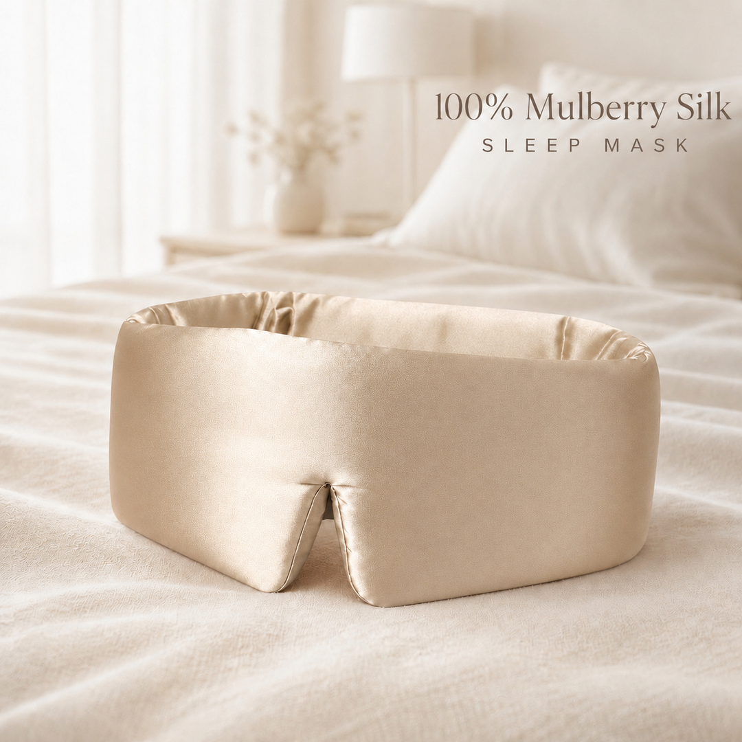 Wide Silk Eye Mask for Sleeping, Adjustable, Travel (MOQ 10 Sets)