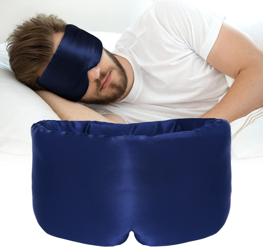 Wide Silk Eye Mask for Sleeping, Adjustable, Travel (MOQ 10 Sets)