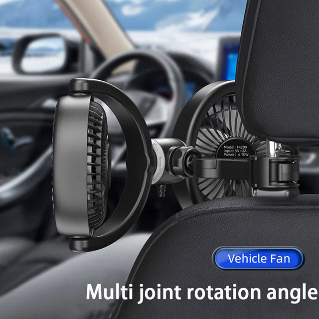 Dual Car Cooling Fans for Backseat 3 Speed Separate Controlled Quiet Brushless Motor 360° Rotatable (MOQ 10 Sets)