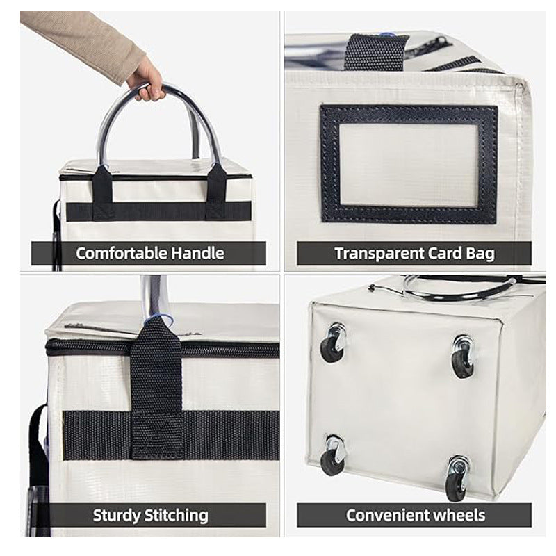 Folding Rolling Tote, Zipper reusable Grocery Bag on Wheels (MOQ 10 pcs)