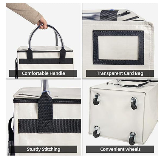 Folding Rolling Tote, Zipper reusable Grocery Bag on Wheels (MOQ 10 pcs)