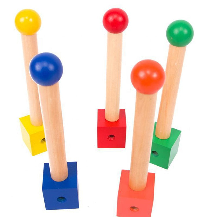 Wooden Ring Toss Game Set – 5 Sticks & 4 Rings | Outdoor Backyard Carnival Game for Kids Teens Adults | Family Party Activity & Birthday Gift (MOQ 10 Sets)