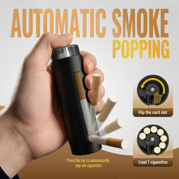 One-Press Pop-Up Cigarette Dispenser Case, 7-Cigarette Portable Storage Box