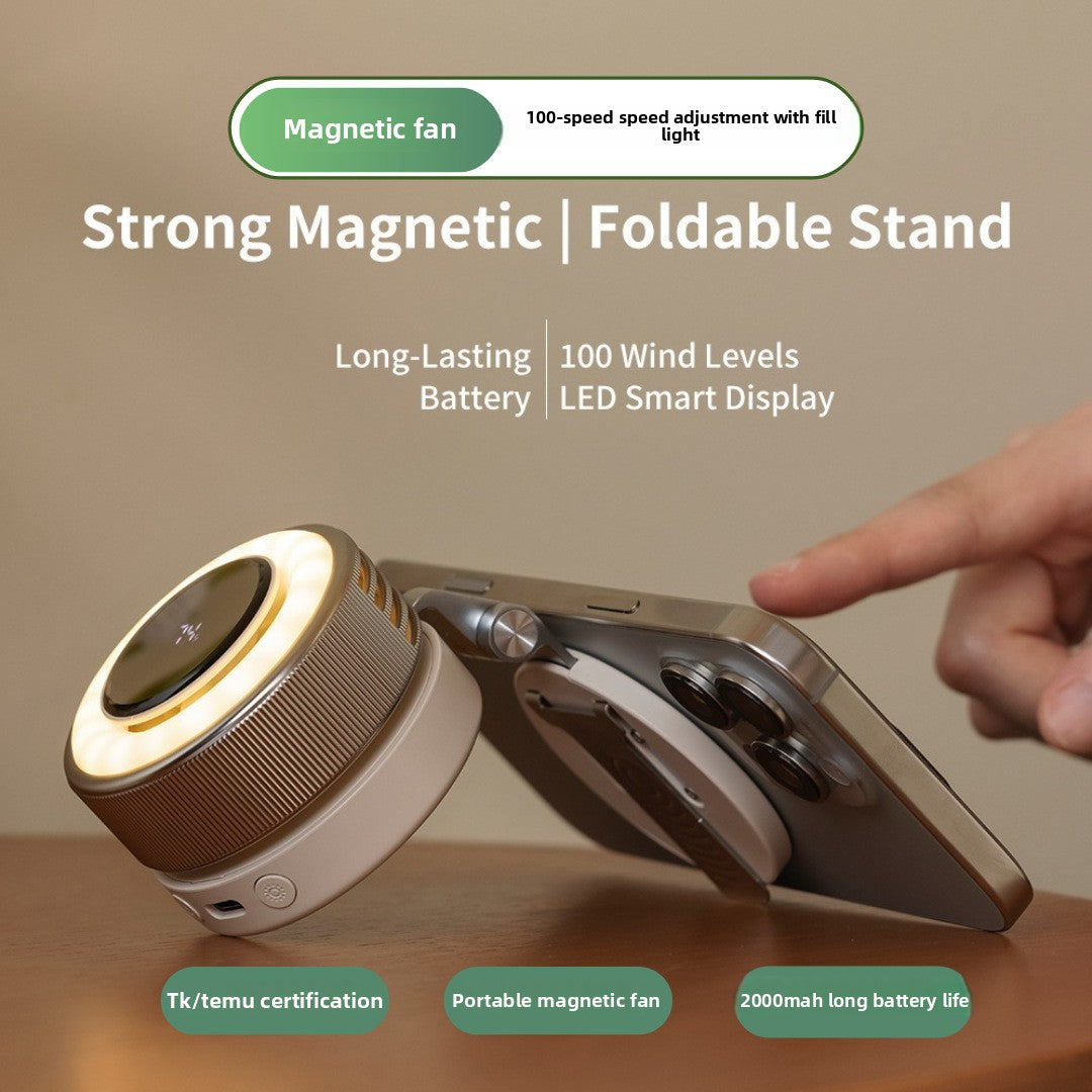 Portable Rechargeable Neck Fan with Magnetic Phone Holder & Digital Battery Display