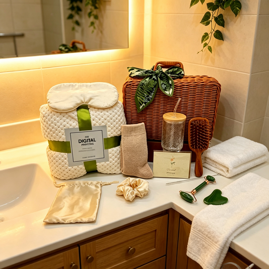 Self Care Spa Gift Set with Woven Basket (MOQ 10 Sets)
