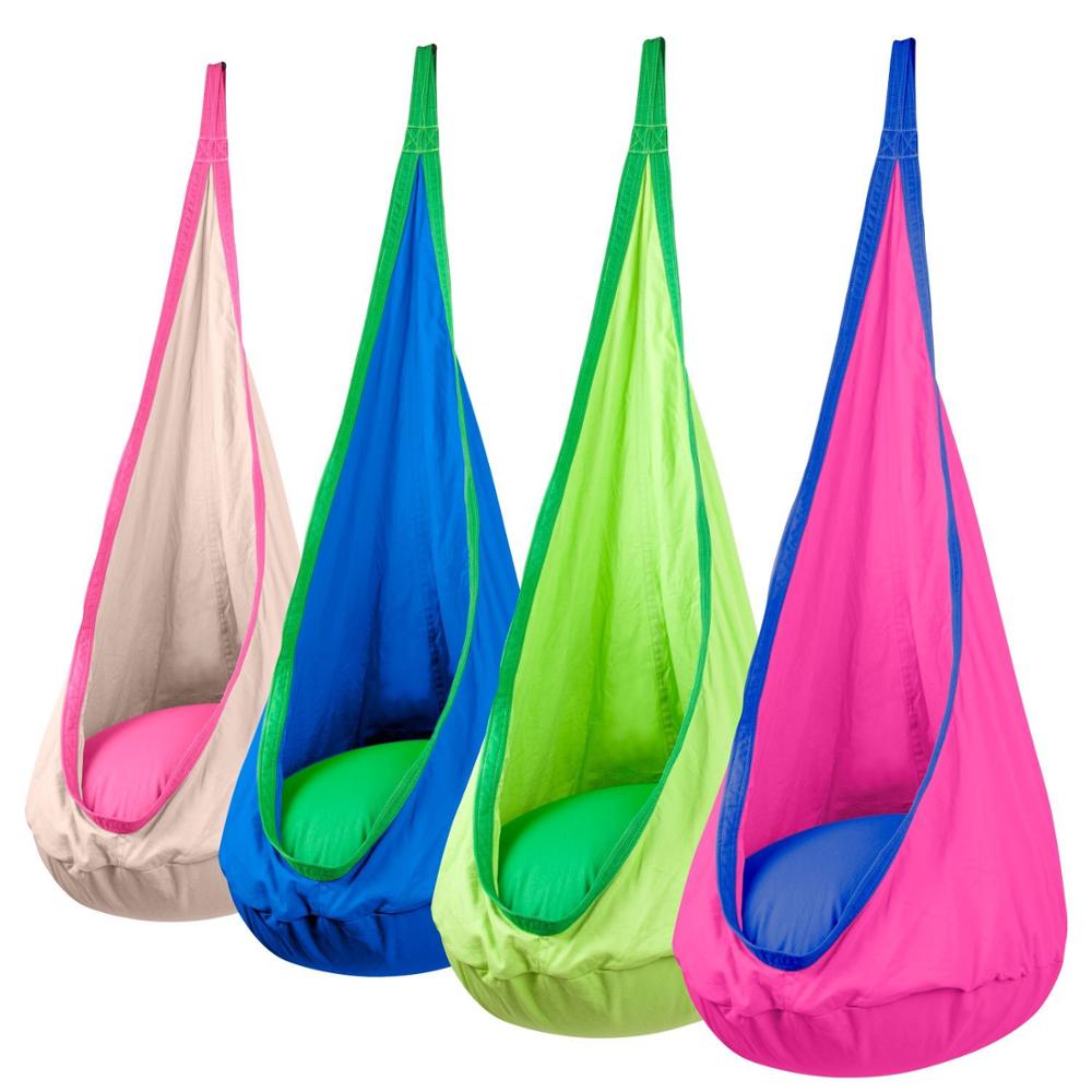 Kids Pod Swing Seat Hanging Hammock Chair With Inflatable Pillow (MOQ 10 Pcs)