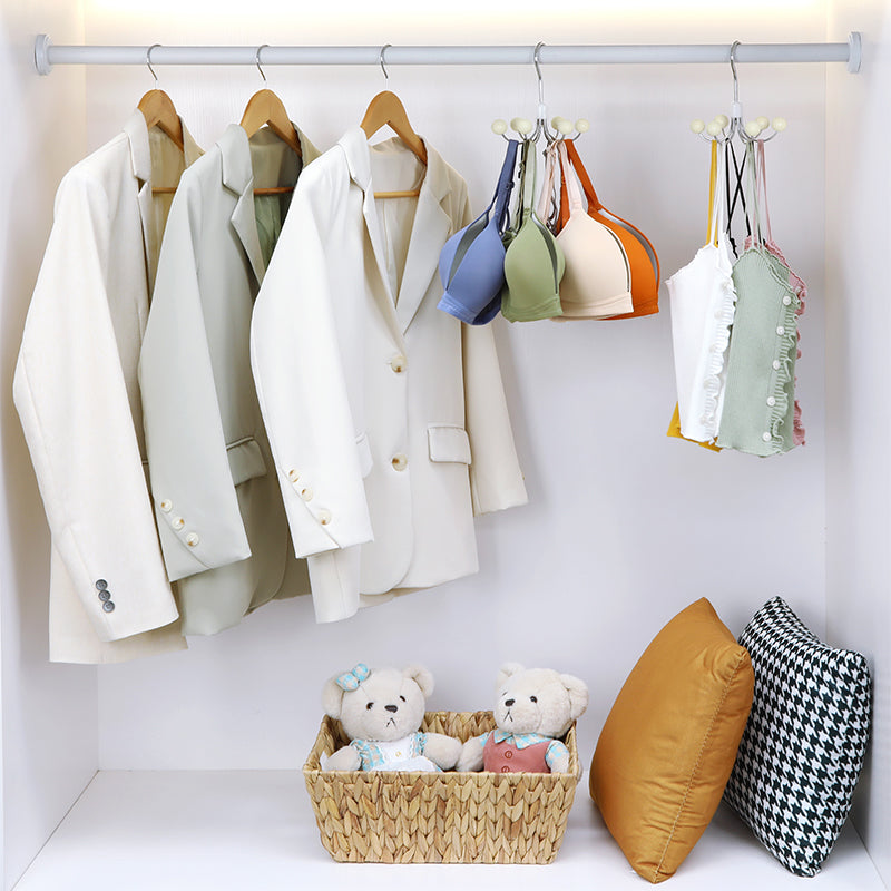 Hoodie Hangers with 6 Wood Balls | 360° Swivel Purse Hanger, Scarf & Handbag Organizer Closet Hooks (MMOQ 10 Sets)