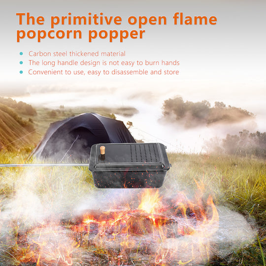 Popcorn Maker with Non-Stick Surface and Extended Handle for Campfires