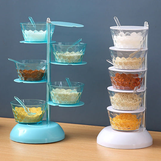 Seasoning Organizer Spice Box Swivel Spice Rack Clear Seasoning Box Kitchen Gadgets for Kitchen (MOQ 10 Sets)