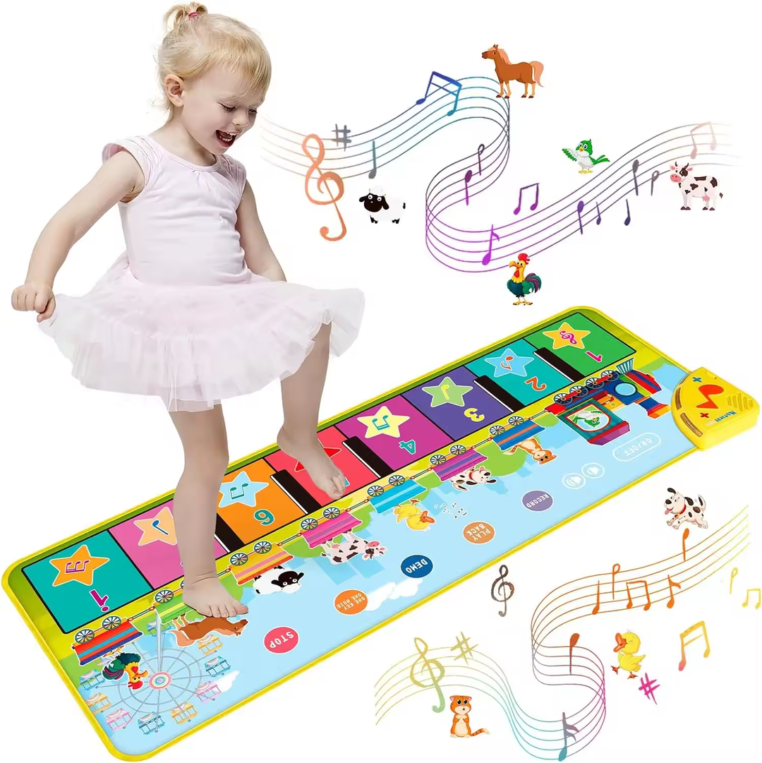 Floor Piano Mat for Toddlers 1-3 with Music Sounds Educational Baby Musical Toys Toddler Toys Age 1-2 Sensory Interactive Learning Toys (10 Sets)