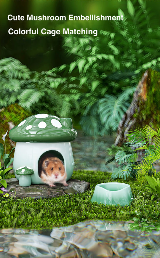 Perfect Gift Multifunctional Mushroom Shaped Hamster House Ceramics