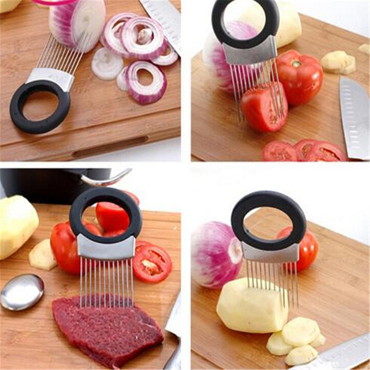 Onion Cutter Vegetable Chopper, Stainless Steel Tomato Potato Slicer, Meat Tenderizer Tool