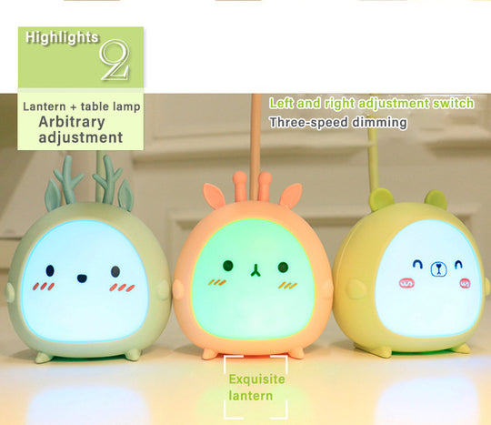 Desk Lamp, Portable LED Desk Lamps with Night Light,Rabbit Foldable USB Rechargeable Reading Light for Children Boys Girls