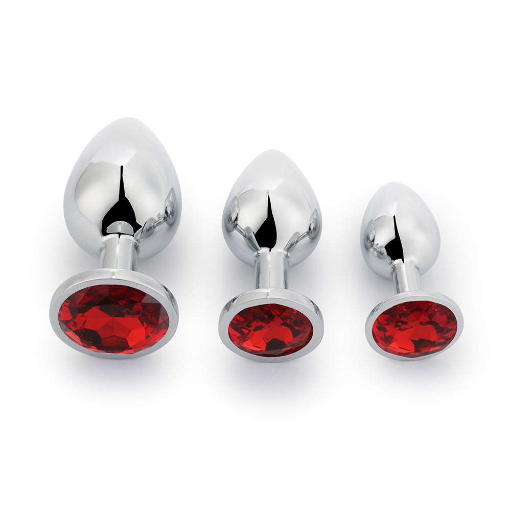 Round Butt Plug metal  with stone - MOQ 10 Pcs