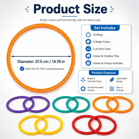 Hopscotch Ring Set, Colorful Agility Hoops with Snap Connectors