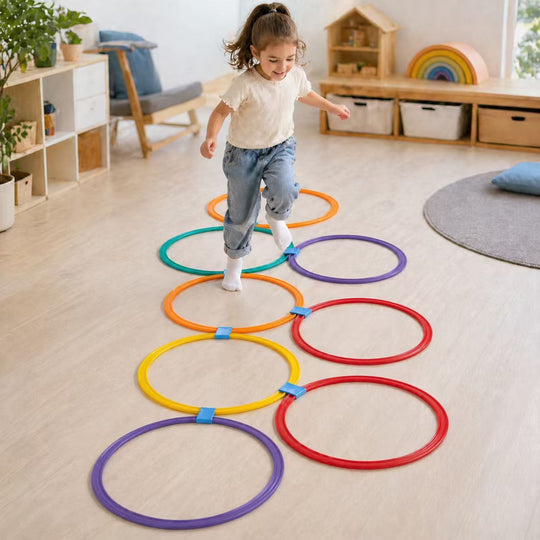 Hopscotch Ring Set, Colorful Agility Hoops with Snap Connectors