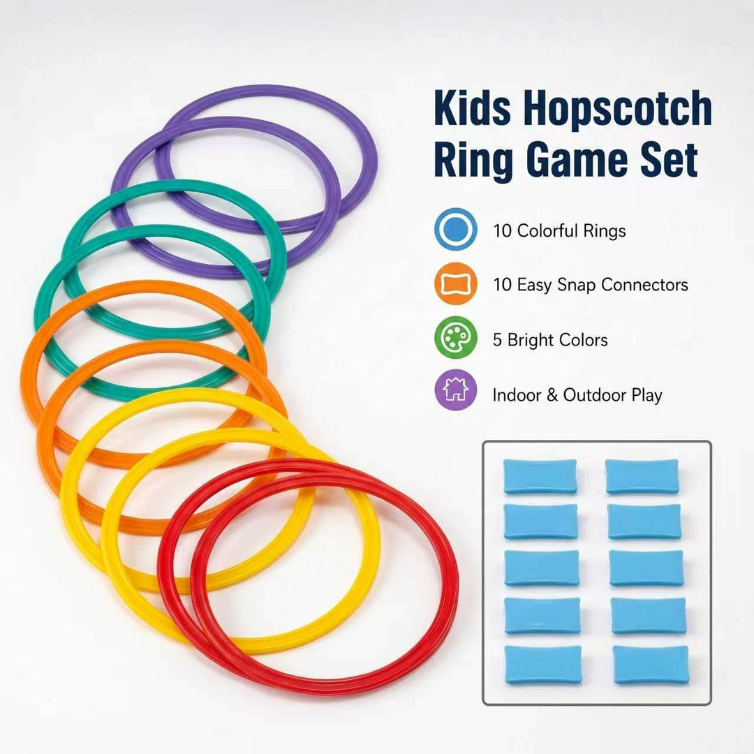 Hopscotch Ring Set, Colorful Agility Hoops with Snap Connectors