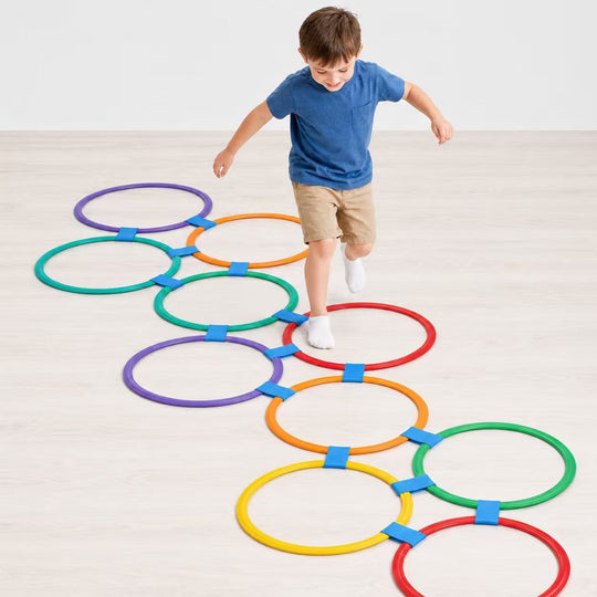 Hopscotch Ring Set, Colorful Agility Hoops with Snap Connectors